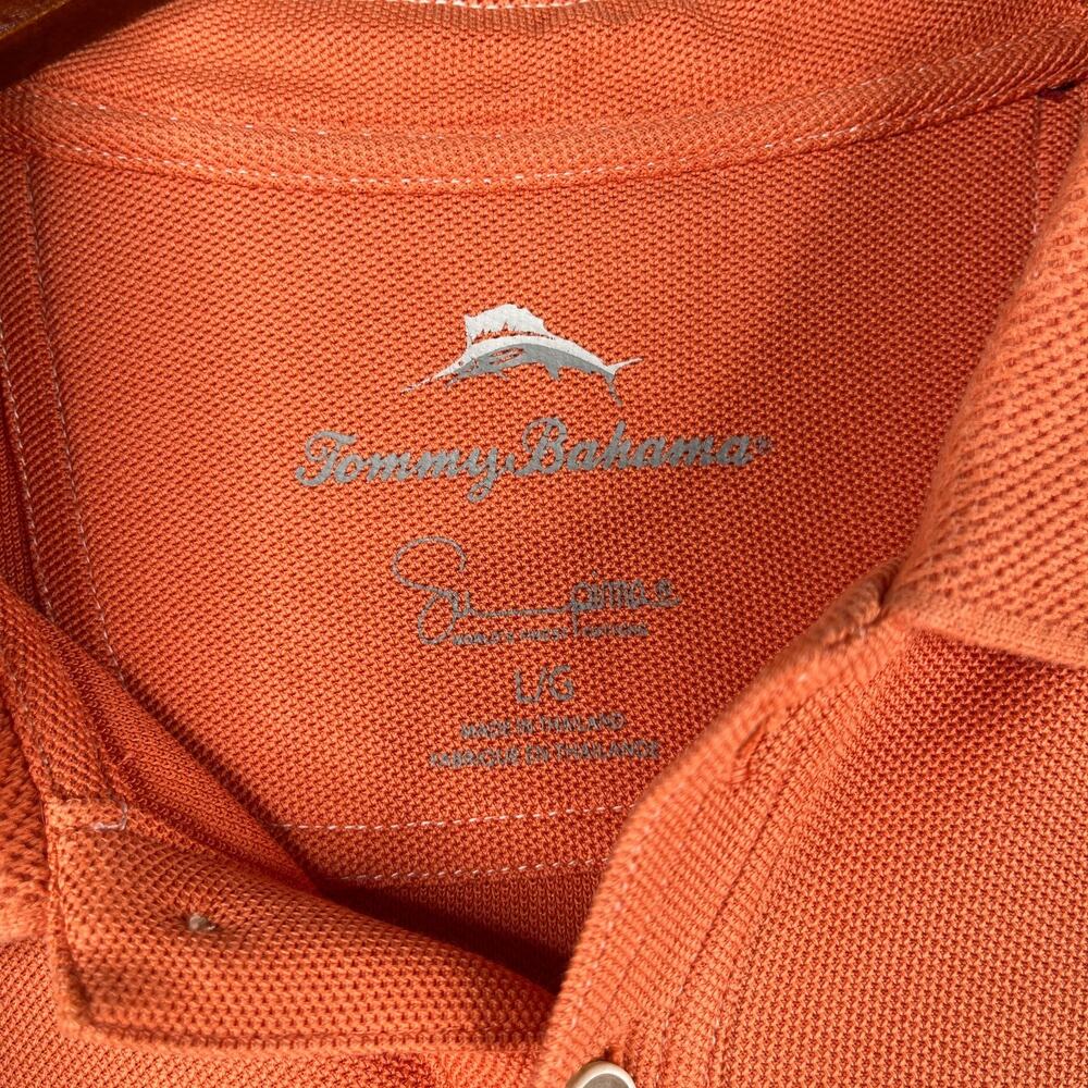 Tommy Bahama Supima Polo Shirt Coral Orange Beach Casual Mens Large - Picture 6 of 11